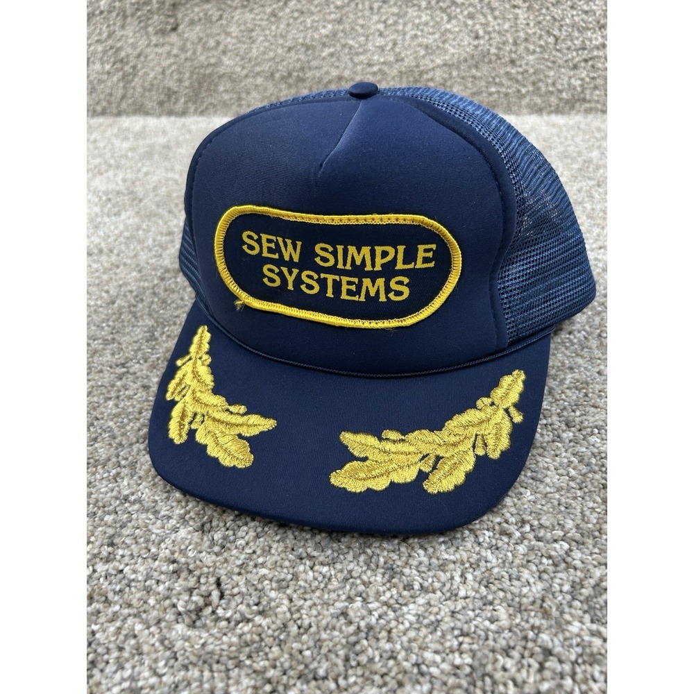 Vintage Sew Simple Systems Embroidered Patch, Mesh, Snapback Truckers Hat/Cap.